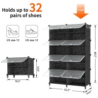 Awtatos Shoe Rack 8 Tier Shoe Storage Cabinet With Door 32 Pair Shoe Organizer Shelves For Closet Hallway Bedroom Entryway Bl