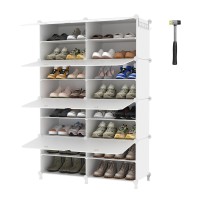 Awtatos Shoe Rack 8 Tier Shoe Storage Cabinet With Door 32 Pair Shoe Organizer Shelves For Closet Hallway Bedroom Entryway Wh