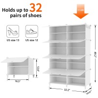 Awtatos Shoe Rack 8 Tier Shoe Storage Cabinet With Door 32 Pair Shoe Organizer Shelves For Closet Hallway Bedroom Entryway Wh