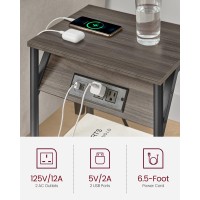 Vasagle End Table With Charging Station Set Of 2 Small Side Tables For Living Room Bedroom Nightstand With Outlets And Usb P