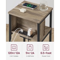 Vasagle Side Table With Charging Station 3Tier End Table With Usb Ports And Outlets Nightstand For Living Room Bedroom 118