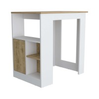 DEPOT E-SHOP Masset Kitchen Island with Side Shelve and Push to open cabinet , White Macadamia(D0102H5LR0X)