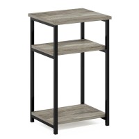 Furinno Just 3Tier Industrial Metal Frame End Table With Storage Shelves 1Pack French Oak