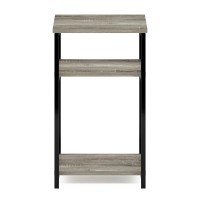 Furinno Just 3Tier Industrial Metal Frame End Table With Storage Shelves 1Pack French Oak