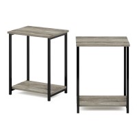 Furinno Simplistic Industrial Metal Frame End Table 2Pack French Oak