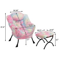 Hollyhome Fauxfur Lazy Chair With Foldable Ottoman Accent Comfy Lounge Arm Chair And Folding Footrest Stool Set Leisure Sofa