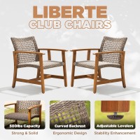 Idzo Liberte Accent Chairs Set Of 2 500Lbs Weight Support Acacia Wood Fsc Teak Finish Uv Protected Dynamic Gray Wicker Ide