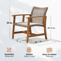 Idzo Liberte Accent Chairs Set Of 2 500Lbs Weight Support Acacia Wood Fsc Teak Finish Uv Protected Dynamic Gray Wicker Ide