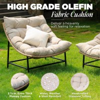 Idzo Caline Large Rattan Outdoor Papasan Chair Set Of 2 Premium Olefin Thick Cushion Upgraded 2000Hrs Uv Resistant Wicker 500