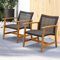 Idzo Liberte 500Lbs Capacity Acacia Outdoor Club Chairs Set Of 2 Fsc Teak Finish Wood Patio Furniture Sets With Upgraded 2000Ho