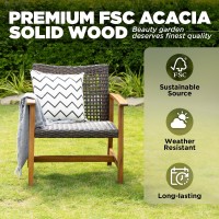 Idzo Liberte 500Lbs Capacity Acacia Outdoor Club Chairs Set Of 2 Fsc Teak Finish Wood Patio Furniture Sets With Upgraded 2000Ho