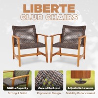 Idzo Liberte 500Lbs Capacity Acacia Outdoor Club Chairs Set Of 2 Fsc Teak Finish Wood Patio Furniture Sets With Upgraded 2000Ho