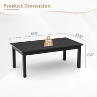 Lue Bona Outdoor Coffee Table Hdps Black Patio Coffee Tables For Outside Rectangle Adjustable Levelling Feetweather Resistant