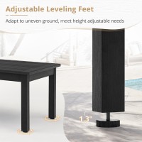 Lue Bona Outdoor Coffee Table Hdps Black Patio Coffee Tables For Outside Rectangle Adjustable Levelling Feetweather Resistant