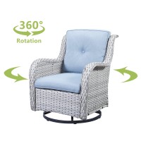 Hummuh 3Piece Swivel Rocking Rattan Chair Outdoor Patio Bistro Furniture Conversation Set Wicker Chair With Glass Side Tableli