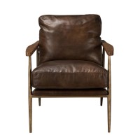 Arnold Leather Club Chair Antique Brown by Kosas Home