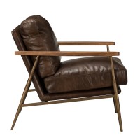 Arnold Leather Club Chair Antique Brown by Kosas Home