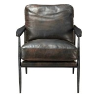 Arnold Leather Club Chair Black by Kosas Home