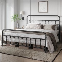 Yaheetech Classic Metal Platform Bed Frame Mattress Foundation With Victorian Style Ironart Headboardfootboardunder Bed Stora