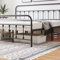 Yaheetech Classic Metal Platform Bed Frame Mattress Foundation With Victorian Style Ironart Headboardfootboardunder Bed Stora