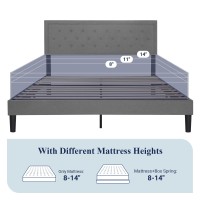 Allewie King Size Bed Frame Upholstered Platform Bed With Adjustable Headboard Button Tufted Wood Slat Support Easy Assembly