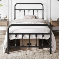 Yaheetech Classic Metal Platform Bed Frame Mattress Foundation With Victorian Style Ironart Headboardfootboardunder Bed Stora