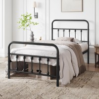 Yaheetech Classic Metal Platform Bed Frame Mattress Foundation With Victorian Style Ironart Headboardfootboardunder Bed Stora