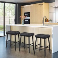 Kairuituch Black Bar Stools Set Of 2 24 Inch Kitchen Counter Height Saddle Bar Stools With Upholstered Seat Padding Breakfast