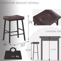 Kairuituch Bar Stools Set Of 2 Kitchen Counter Height Saddle Bar Stools With Faux Leather Seat Padding Breakfast Kitchen Stool