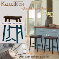 Kairuituch Bar Stools Set Of 2 Kitchen Counter Height Saddle Bar Stools With Faux Leather Seat Padding Breakfast Kitchen Stool