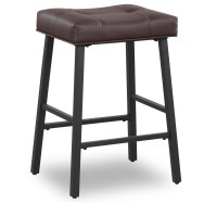 Kairuituch Bar Stools Set Of 2 Kitchen Counter Height Saddle Bar Stools With Faux Leather Seat Padding Breakfast Kitchen Stool