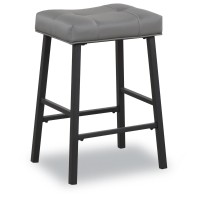 Kairuituch 24 Inch Gray Bar Stools Counter Height Stools With Upholstered Saddle Seat Padded For Breakfast Kitchen Island Hom