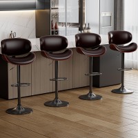 Yafiti Bar Stools Set Of 4 Modern Pu Leather Swivel Adjustable Bar Stool Counter Height Stool Set Bar Chair With Back And Foot