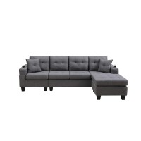 Dhpm Convertible L Shaped Couch With Storage Reversible Sectional Sofa For Small Space With 2 Cup Holders For Living Room,Chaise Longue Left, Light Grey