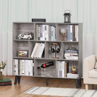 Leyaoyao 10 Cube Bookshelf 3 Tier Modern Wide Bookcase With Legs Midcentury Wood Bookshelves Storage Retro Grey Large Book Case