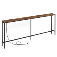 Mahancris 787 Console Table With Power Outlet Narrow Sofa Table Industrial Entryway Table With Usb Ports Behind Couch Tabl