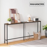 Mahancris 787 Console Table With Power Outlet Narrow Sofa Table Industrial Entryway Table With Usb Ports Behind Couch Tabl