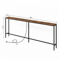 Mahancris 787 Console Table With Power Outlet Narrow Sofa Table Industrial Entryway Table With Usb Ports Behind Couch Tabl