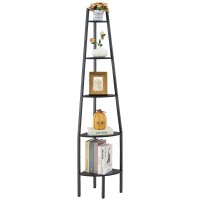 Hoctieon Corner Shelf Industrial 5Tier Corner Bookshelf Rustic Corner Ladder Shelf Corner Bookcase For Small Spaces Bedroom