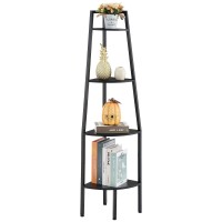 Hoctieon Corner Shelf Industrial 4Tier Corner Bookshelf Rustic Corner Ladder Shelf Corner Bookcase For Small Spaces Corner