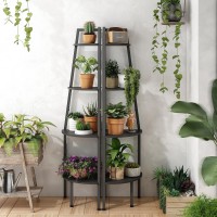 Hoctieon Corner Shelf Industrial 4Tier Corner Bookshelf Rustic Corner Ladder Shelf Corner Bookcase For Small Spaces Corner