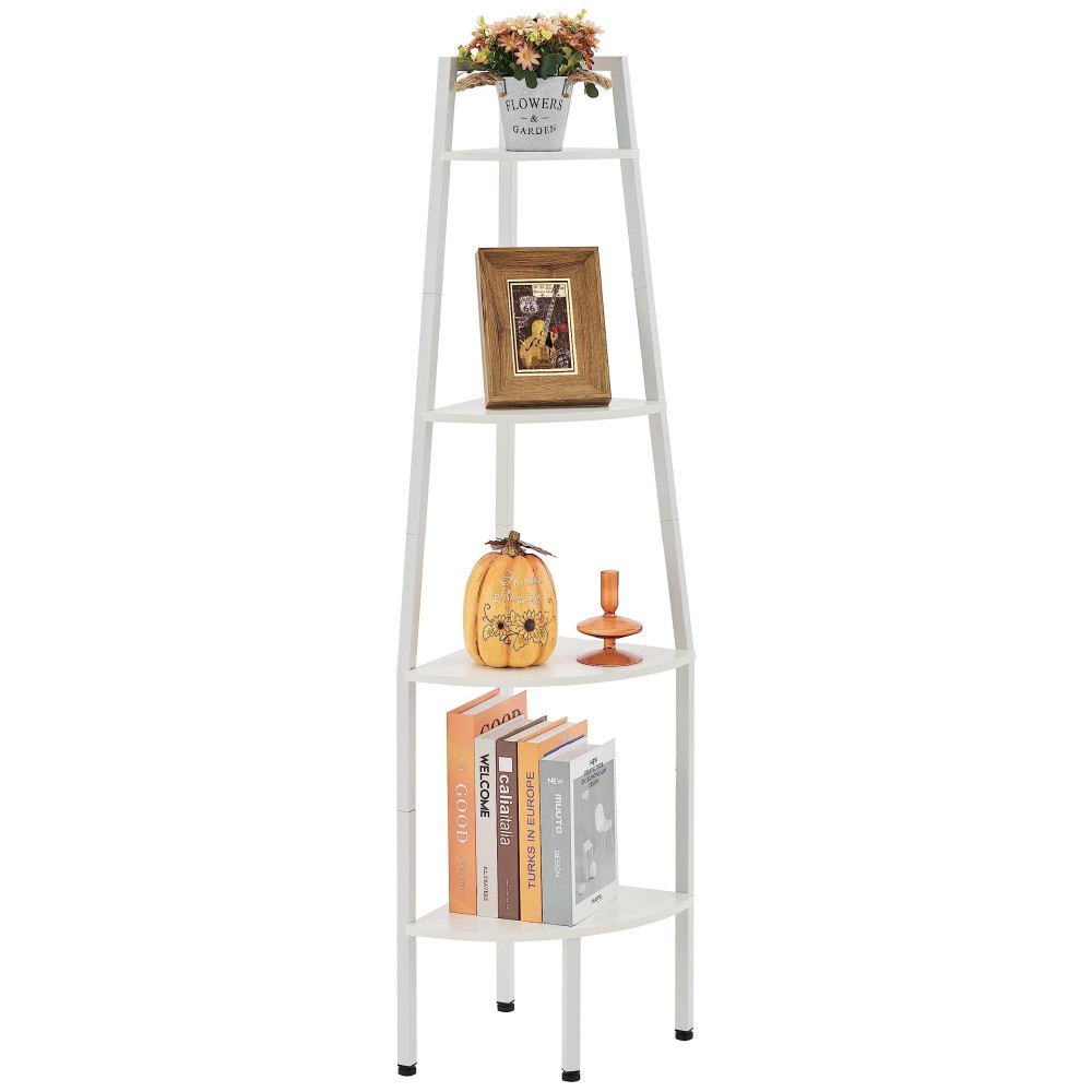 Hoctieon Corner Shelf Industrial 4Tier Corner Bookshelf Rustic Corner Ladder Shelf Corner Bookcase For Small Spaces Bedroom