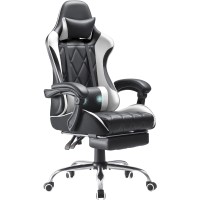 Homall Gaming Chair, Computer Chair With Footrest And Massage Lumbar Support, Ergonomic High Back Video Game Chair With Swivel Seat And Headrest (White)