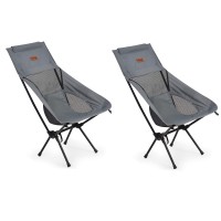 Rainberg Ultra Lightweight High Back Camping Chair, Folding Chair, Camping Chairs For Adults, Foldable Garden Outdoor Picnic Bbq Chairs. (Pack Of 2, Grey)