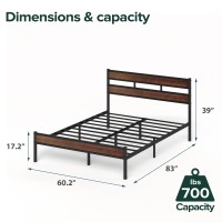 Zinus Roman Bamboo And Metal Platform Bed Frame No Box Spring Needed Easy Assembly Queen