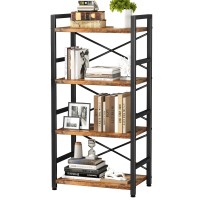 Homeiju Bookshelf 4 Tier Small Bookcase Organizers And Storage Metal Small Bookcase Rustic Book Shelf Organization And Stora