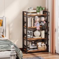 Homeiju Bookshelf 4 Tier Small Bookcase Organizers And Storage Metal Small Bookcase Rustic Book Shelf Organization And Stora