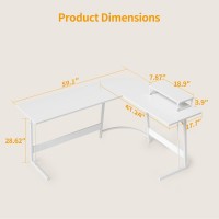 Cubicubi L Shaped Gaming Desk Computer Office Desk 59 Inch Corner Desk With Large Monitor Stand For Home Office Study Writing W