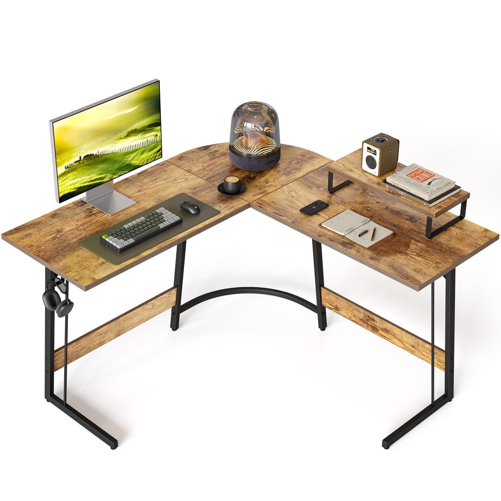 Cubicubi L Shaped Gaming Desk Computer Office Desk 47 Inch Corner Desk With Large Monitor Stand For Home Office Study Writing W