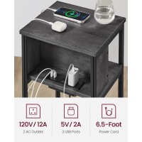 Vasagle Side Table With Charging Station 3Tier End Table With Usb Ports And Outlets Nightstand For Living Room Bedroom 118